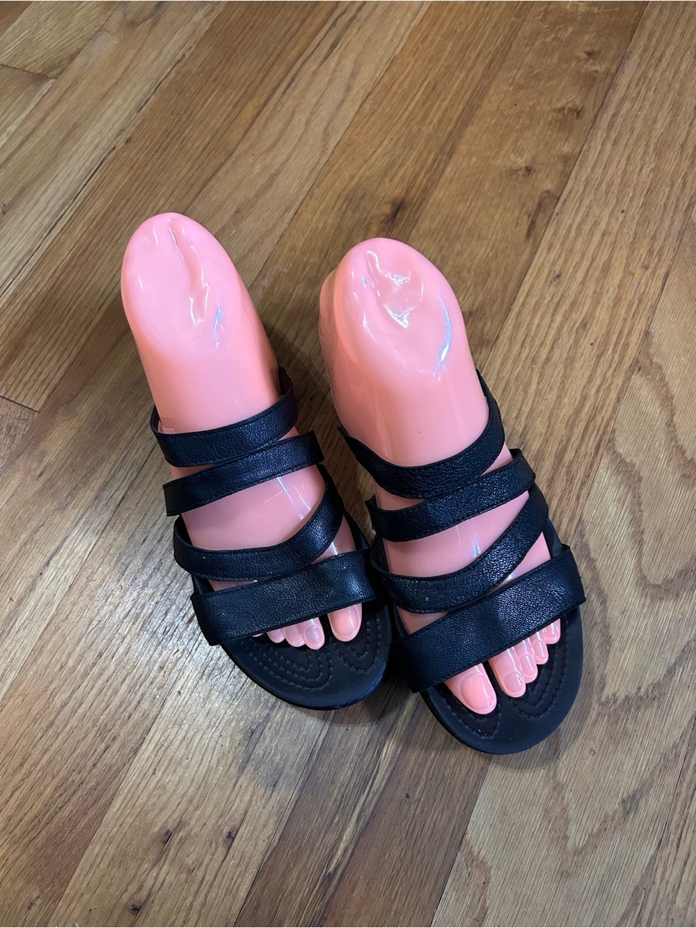 Crocs Leigh Ann Mini Wedge Slide Sandals Foam Footbed Sz 10 Strappy Wedge Heel